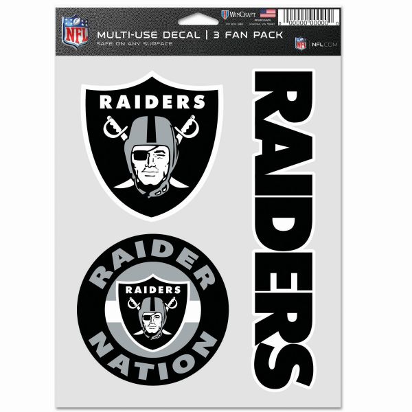 NFL Lot de 3 Autocollants 20x15cm - Las Vegas Raiders