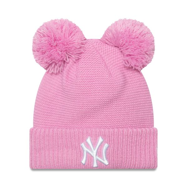 New Era Girl's Winter DOUBLE BOBBLE Beanie - NY Yankees pink